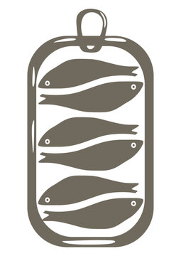 Canned Sardines Fish Icon Silhouette