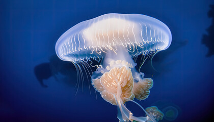 Captivating Luminous Jellyfish Underwater, Creating a Mesmerizing Display of Bioluminescence and Marine Beauty, bioluminescent organisms, marine biology, aquatic, ocean exploration, underwater, 