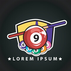 billiard sport vector logo or icon. playing billiard. sport with modern design, vector illustration.
