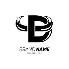 Letter D Bull Horn Logo Design Vector Icon Graphic Illustration Background Template