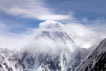 Fotobehang Gasherbrum beautiful view og g 4 or gesherbrum 4 under the cluds in blue sky, Gasherbrum IV, surveyed as K3, is the 17th highest mountain on Earth and the 6th highest in Pakistan