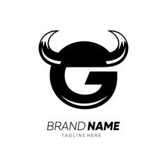 Obraz premium Letter G Bull Horn Logo Design Vector Icon Graphic Illustration Background Template