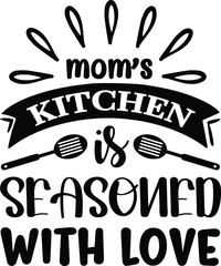 Mom’s kitchen is seasoned with love , BBQ illustration vector typography t-shirt design, Kitchen SVG Design Bundle, Cooking T-shirt Design, Baking SVG Design Bundle, Kitchens SVG Cut Files Bundle 
