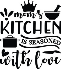 Mom’s kitchen is seasoned with love, BBQ illustration vector typography t-shirt design, Kitchen SVG Design Bundle, Cooking T-shirt Design, Baking SVG Design Bundle, Kitchens SVG Cut Files Bundle 