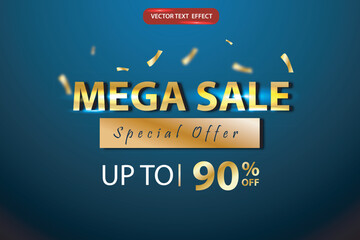 Vector mega sale, super sale, 3d editable text style effect