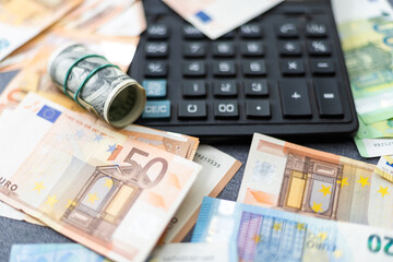 Background of Lebanese Lira Money With Dollars, Australian, and euro dollars Money representing the economic crisis in Lebanon