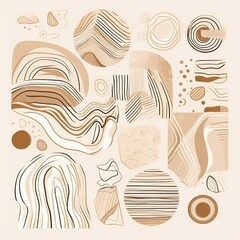 graphic beige poster background botanical summer abstract collection artwork leaf art. Generative AI.