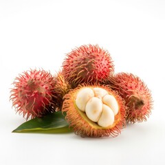 Rambutan fruit isolated on white background.
