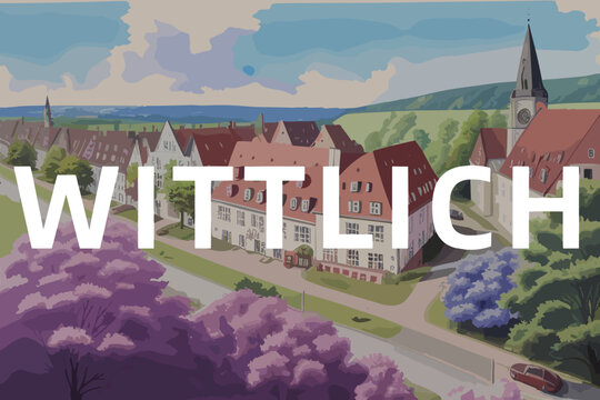 Wittlich: Beautiful painting of an German town with the name Wittlich in Rheinland-Pfalz