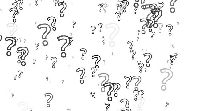 Animated question marks on white background	