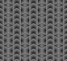 Abstract geometric pattern with stripes, lines. Seamless vector background. White and black ornament. Simple lattice graphic design