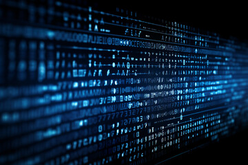 Digital binary encrypted code matrix background - data binary code network connectivity