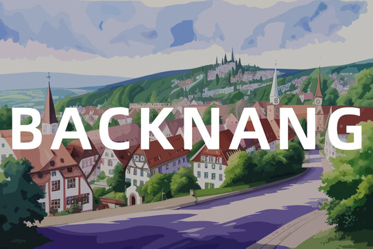 Backnang: Beautiful painting of an German town with the name Backnang in Baden-W&uuml;rttemberg