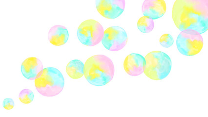 Clean gradient soap bubble background, simple and bright hand drawn watercolor illustration / きれいなグラデーションのシャボン玉の背景、シンプルで明るい手描きの水彩イラスト