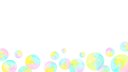 Clean gradient soap bubble background, simple and bright hand drawn watercolor illustration / きれいなグラデーションのシャボン玉の背景、シンプルで明るい手描きの水彩イラスト