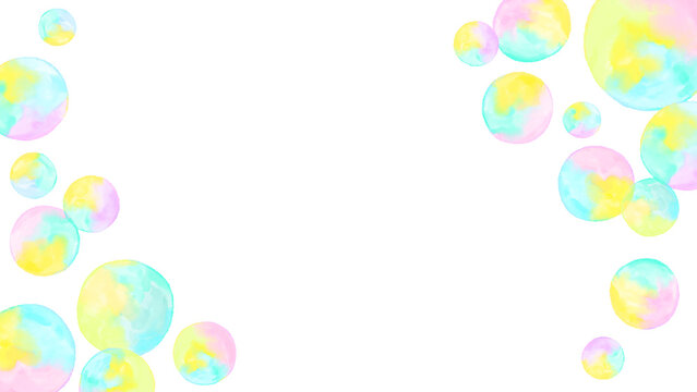 Clean gradient soap bubble background, simple and bright hand drawn watercolor illustration / きれいなグラデーションのシャボン玉の背景、シンプルで明るい手描きの水彩イラスト