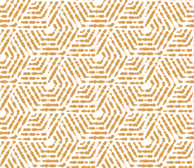 Abstract geometric pattern with stripes, lines. Seamless vector background. White and gold ornament. Simple lattice graphic design