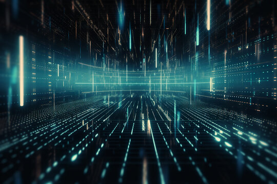 Binary Code Cascade: Massive Stream of Terabytes Soaring through the Digital Realm