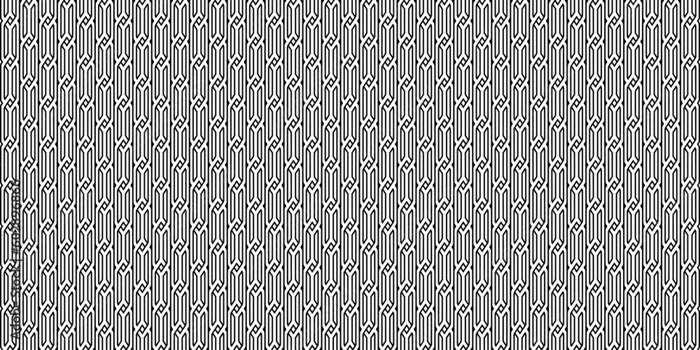 Poster black and white geometric wicker ornament from striped elements. abstract wicker background. modern 