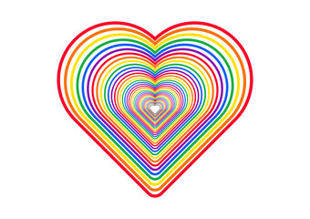 Vector illustration of a heart in the colors of the lgbt flag. heart for pride month