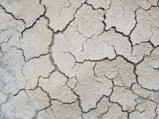 Cracks in dry muddy ground