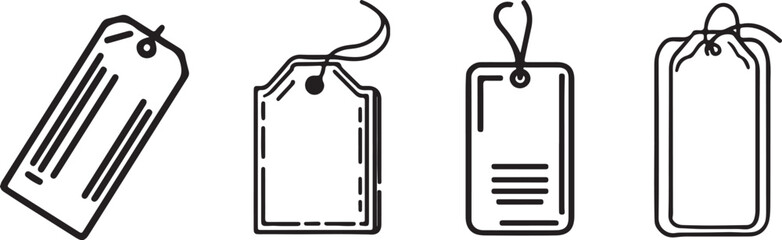 set of cloth or garment tags line art vector silhouette