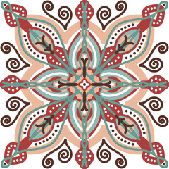 Ceramic tile pattern. Ethnic folk ornament. Mexican talavera, portuguese azulejo or spanish majolica.
