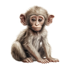 Fototapeta premium Urocza mała małpa, Ilustracja bez tła, png, wygenerowane przez AI