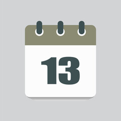 Vector icon calendar day number 13, 13th day month