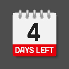 Countdown daily page calendar icon - 4 days left