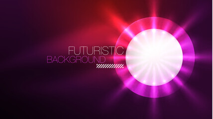 Circles with bright neon shiny light effects, abstract background wallpaper design