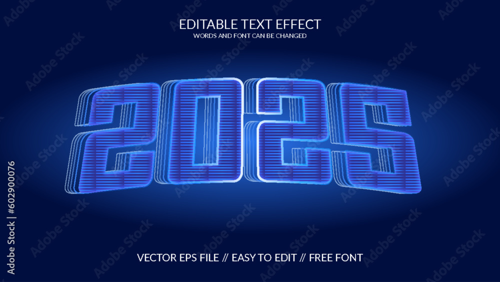 Wall mural 2025 3d fully editable vector text effect template