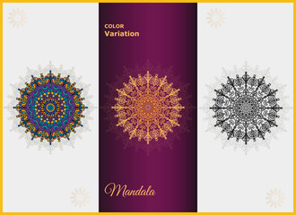 Vector hand drawn fashion style mandala with round shapes . Ethnic elements mandala with colorful ornament