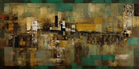 Urban Mosaic: A Vibrant Patchwork of Grunge, Imagistic Expression, and Eclectic Collage on a Grand Canvas AI generated