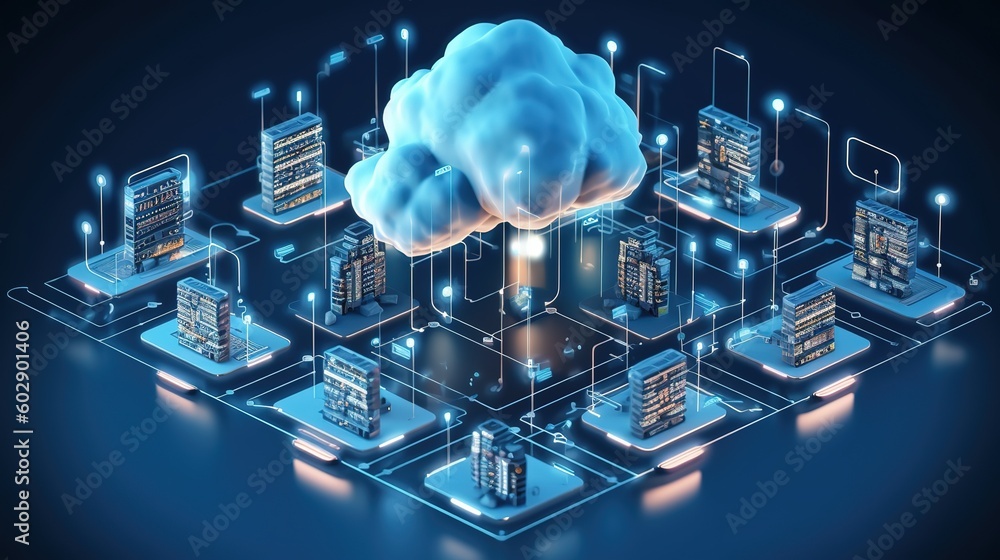 Poster cloud data storage.generative ai