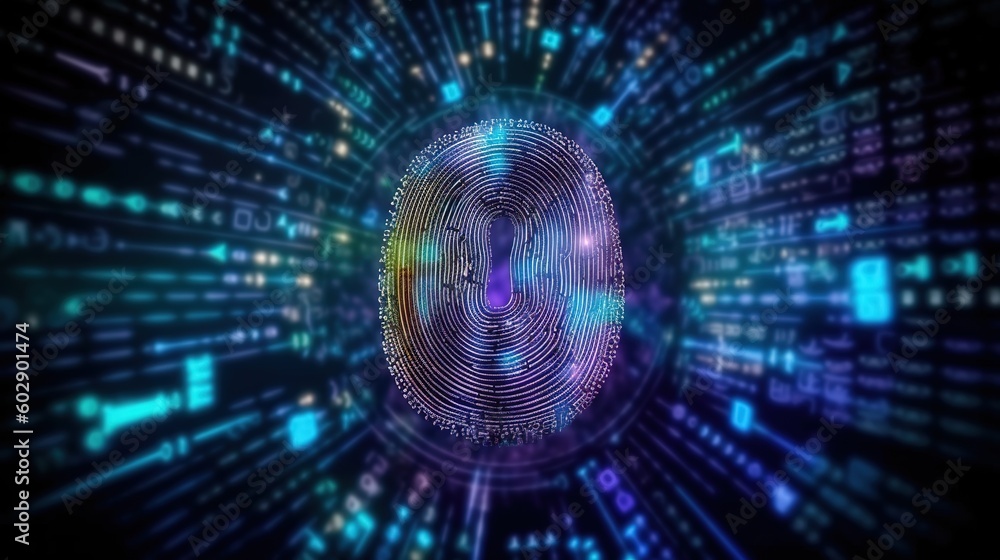 Aufkleber Businessman fingerprint scanning and biometric authentication.Generative AI