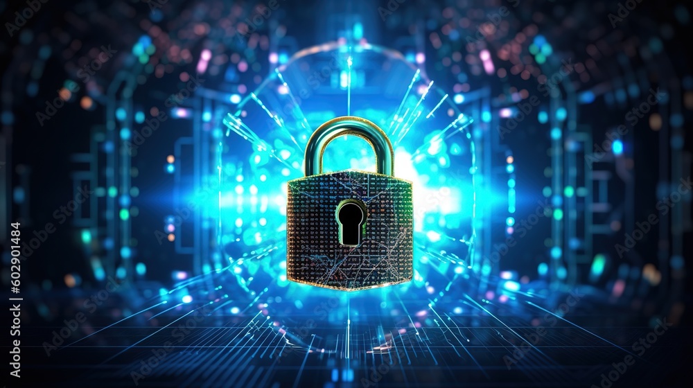 Poster The concept of cyber security, cyber security and login and password.Generative AI