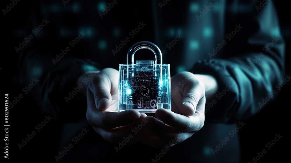 Fototapete Cybersecurity and privacy concepts to protect data.Generative AI
