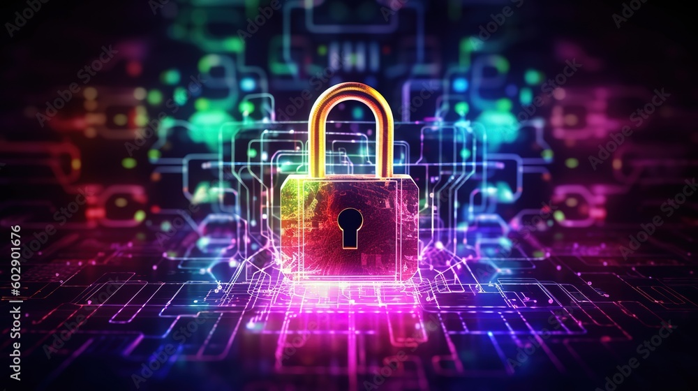 Poster Cybersecurity and privacy concepts to protect data.Generative AI