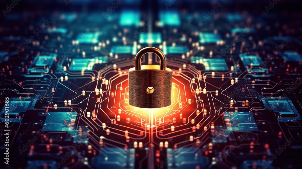 Poster Cybersecurity and privacy concepts to protect data.Generative AI