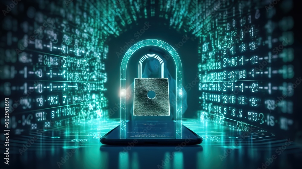 Poster Cybersecurity and privacy concepts to protect data.Generative AI