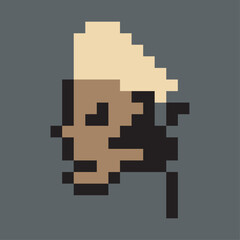 Black Man Face Abstract Character for Avatar white hair. NFT avatar Pixel style. Crypto guy NFT token. Face character. Non-fungible token. Vector