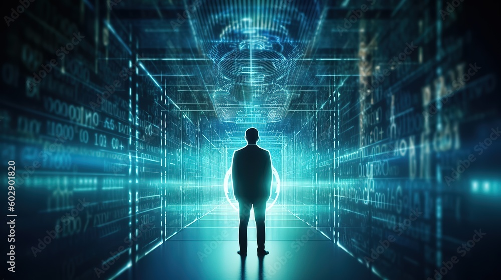 Poster Technological strategy of digital transformation, transformation of ideas and introduction of technologies into business.Generative AI