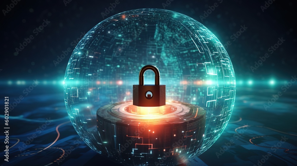 Poster Cybersecurity and privacy concepts to protect data.Generative AI