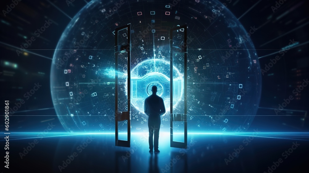 Poster Technological strategy of digital transformation, transformation of ideas and introduction of technologies into business.Generative AI