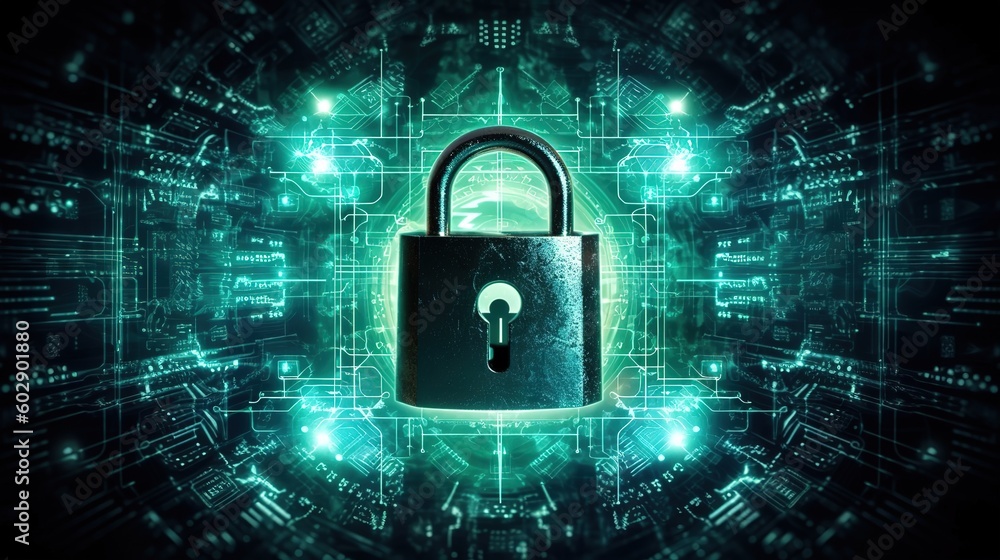 Poster Cybersecurity and privacy concepts to protect data.Generative AI