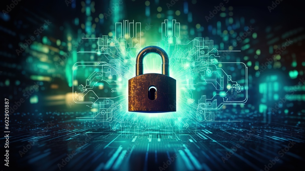 Aufkleber Cybersecurity and privacy concepts to protect data.Generative AI