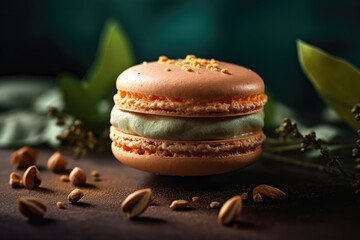French dessert macaron elegant presentation. AI generated