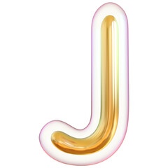 Alphabet Letter J Gold 3d modern font