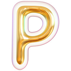 Fototapeta premium Alphabet Letter P Gold 3d modern font